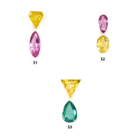 Yellow SAPPHIRE RUBY And EMERALD Gemstone Normal Cut : Natural Untreated Sapphire Marquise Pear Oval & Triangle Shape 2pcs Set