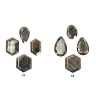 Golden Brown CHOCOLATE BLUE Sheen SAPPHIRE Gemstone Normal Cut : Natural Untreated Sapphire Hexagon Pear Shape 4pcs Sets