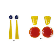 Yellow Orange ONYX And LAPIS LAZULI Gemstone Rose & Normal Cut : Natural Color Enhanced Onyx Round Uneven Shape 4pcs Set