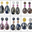 MULTI SAPPHIRE Gemstone Rose Cut : Natural Untreated Unheated Sapphire Bi-Color Uneven Pear Oval Shape 4pcs 6pcs