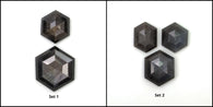 Silver Gray Sheen Sapphire Gemstone Step Cut : Natural Untreated Unheated Sapphire Hexagon Shape 2pcs/3pcs Set (With Video)