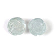 Milky AQUAMARINE Gemstone Carving : 24.60cts Natural Untreated Blue Aqua Hand Carved FLOWER 14mm - 15mm 2pcs