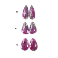 MULTI SAPPHIRE Gemstone Rose Cut : Natural Untreated Unheated Bi-Color Sapphire Pear And Uneven Shape Pair