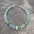 Rainbow Flashing LABRADORITE Gemstone Necklace : 14" Natural Untreated Labradorite Uneven Shape Cabochon Choker Necklace Gift For Her