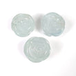 Milky AQUAMARINE Gemstone Carving : 48.90cts Natural Untreated Blue Aqua Hand Carved FLOWER 15mm - 16mm 3pcs