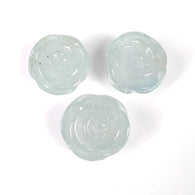 Milky AQUAMARINE Gemstone Carving : 48.90cts Natural Untreated Blue Aqua Hand Carved FLOWER 15mm - 16mm 3pcs