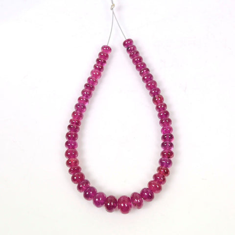 RUBY Gemstone Loose Beads : 85.65cts Natural Glass Filled Ruby Gemstone Round Shape Cabochon Beads 8mm*6h - 5.5mm*3.5h  For Jewelry