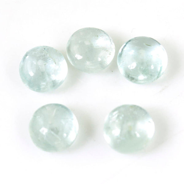 BLUE BEADS AQUAMARINE Gemstone Cabochon : 17.05Cts. Natural Genuine Aquamarine Beads Gemstone Round Derlling Cabochon 8*5.5mm for Jewelry