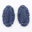 LAPIS LAZULI Gemstone Carving : 47.50cts Natural Untreated Unheated Blue Lapis Gemstone Hand Carved Oval Shape 40*21mm Pair For Jewelry