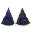 LAPIS LAZULI Gemstone Carving : 56cts Natural Untreated Unheated Blue Lapis Gemstone Hand Carved Triangle Shape 44*32mm Pair For Jewelry