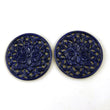 LAPIS LAZULI Gemstone Carving : 123.00cts Natural Untreated Unheated Blue Lapis Gemstone Hand Carved Round Shape 50mm Pair For Jewelry