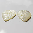 MOTHER OF PEARL Gemstone Carving : 61cts Natural Untreated White Handmade Mop Gemstone Hand Carved Pear Shape 40*30mm Pair For Jewelry