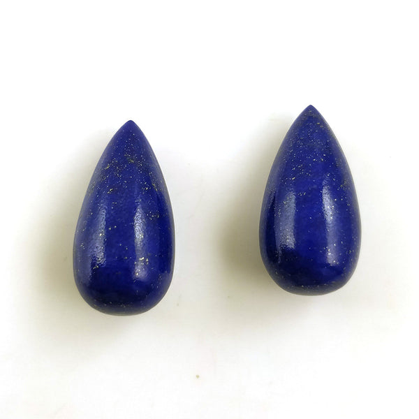 LAPIS LAZULI Gemstone Cabochon : 47.50cts Natural Untreated Blue Lapis Gemstone Fancy Shape Cabochon 23*12(h)mm-24*12(h)mm 2Pcs For Jewelry