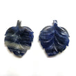 BLUE SAPPHIRE Gemstone LEAF : 53cts Natural Untreated Unheated Exquisite Sapphire Gemstone Hand Carved Indian Leaf 30*24mm Pair For Jewelry