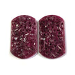 RED RUBY Gemstone Carving : 109.00cts Natural Untreated Unheated Ruby Hand Carved Flat Back Uneven Shape 44*26mm Pair (With Video)