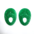 GREEN ONYX Gemstone Carving  : 57cts Natural Green Color Enhanced ONYX Gemstone Hand Carved Egg Shape 43*31mm Pair For Jewelry