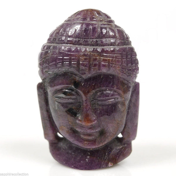 Red RUBY Gemstone BUDDHA Face : 133.90cts Natural Untreated Ruby Gemstone Hand Carved Buddha Face Sculpture Figurine 38*25mm*15(h) 1pc