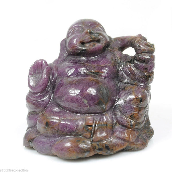 Red RUBY Gemstone BUDDHA Carving : 671ct Natural Untreated Ruby Gemstone Hand Carved LAUGHING Buddha Feng Shui Sculpture Figurine 47*54*47mm