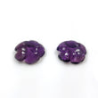 PURPLE AMETHYST Gemstone Carving : 27.50cts Natural Untreated Unheated Amethyst Gemstone Hand Carved FLOWER 20mm*6(h) Pair For Jewelry