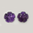 PURPLE AMETHYST Gemstone Carving : 23.50cts Natural Untreated Unheated Amethyst Gemstone Hand Carved FLOWER 19mm*6(h) Pair For Jewelry