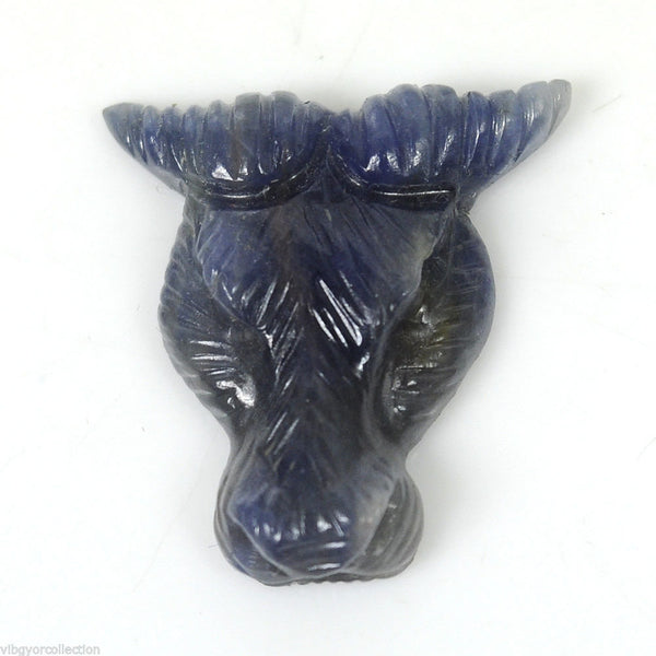 MULTI SAPPHIRE BULL'S Face Carving :  36.25cts Natural Untreated Hand Carved Multi Sapphire Gemstone Bull Face Sculpture Figurine 26*28mm