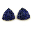 LAPIS LAZULI Gemstone Carving: 50cts Natural Untreated Unheated Blue Lapis Gemstone Hand Carved Triangle Shape 30mm Pair For Jewelry