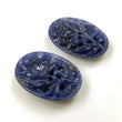 BLUE SAPPHIRE Gemstone Carving : 42.00cts Natural Untreated Unheated Sapphire Gemstone Hand Carved Oval Shape 25*18mm Pair For Earrings