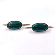 GREEN MALACHITE Gemstone PIN : 9.60gms Natural Untreated Malachite Gemstone Oval Cabochon Brass Gold Plated Lapel Pins 25*13.5mm*5(h) Pair