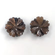 CHOCOLATE SAPPHIRE Gemstone Carving : 14.38cts Natural Untreated Golden Brown Sapphire Gemstone Hand Carved FLOWER 12.5mm Pair For Earrings