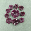 RED RUBY Gemstone Carving : 51.00cts Natural Untreated Red Ruby Gemstone Hand Carved Round FLOWER Shape 9mm - 17mm 10pcs Lot For Jewelry