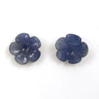 BLUE SAPPHIRE Gemstone Carving : 8.50ct Natural Untreated Unheated Sapphire Gemstone Hand Carved Round FLOWER Shape 11.10mm Pair For Jewelry