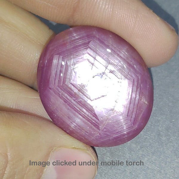 STAR SAPPHIRE Gemstone Cabochon : 82.50cts Natural Untreated 6Ray Pink Star Sapphire Gemstone Oval Cabochon 30*25.5mm*9.5(h) 1pc For Jewelry
