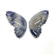 BLUE SAPPHIRE Cat's Eye Gemstone Carving : 51.95cts Natural Untreated Sapphire Gemstone Hand Carved BUTTERFLY 39*18mm 3pcs Set For Jewelry