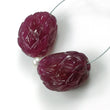 RUBY Gemstone Loose Beads : 38cts Natural Glass Filled Ruby Gemstone Uneven Shape Hand Carved Beads Tumbles 15*12mm*9(h) 2pcs For Jewelry