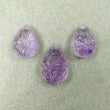 Purple AMETHYST Gemstone Carving : 51.55cts Natural Untreated Amethyst Hand Carved Pear Shape Briolette 19*14mm - 24*17mm 3pcs (With Video)
