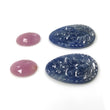 नीला गुलाबी नीलम रत्न नक्काशी: 65.00ctS प्राकृतिक अनुपचारित नीलम रत्न हाथ नक्काशीदार गुलाब कट अंडाकार अंडा आकार 16*11.5mm - 31*20mm 4pcs सेट