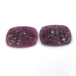 PURPLE SAPPHIRE Gemstone Carving : 73.83cts Natural Untreated Sapphire Gemstone Hand Carved Cushion Shape 30*24mm - 31*25mm 2pcs For Jewelry