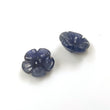 BLUE SAPPHIRE Gemstone Carving : 8.50ct Natural Untreated Unheated Sapphire Gemstone Hand Carved Round FLOWER Shape 11.10mm Pair For Jewelry