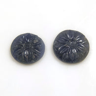 BLUE SAPPHIRE Gemstone Carving : Natural Untreated Unheated Sapphire Gemstone Hand Carved Round Shape 12mm - 13mm For Jewelry