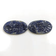 BLUE SAPPHIRE Gemstone Carving : 42.00cts Natural Untreated Unheated Sapphire Gemstone Hand Carved Oval Shape 18*28mm Pair For Earring