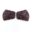Red RUBY Gemstone Carving : 48.00cts Natural Untreated Unheated Red Ruby Gemstone Hand Carved Uneven Shape 28mm Pair For Jewelry