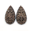 GOLDEN BROWN Chocolate SAPPHIRE Gemstone Carving : 64.50cts Natural Untreated Sapphire Hand Carved Pear Shape 37*21mm Pair For Jewelry