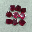 Pinkish RED RUBY Gemstone Normal Cut : 49.50cts Natural Glass Filled Ruby Cushion Shape 10mm 9pcs