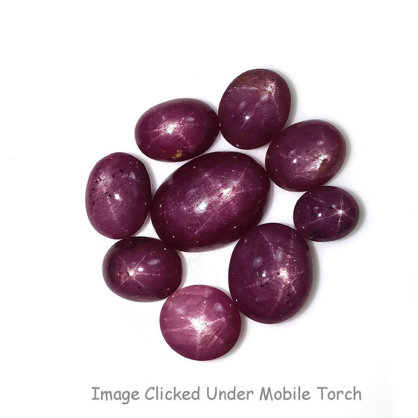 STAR RUBY Gemstone Cabochon : 58ct Natural Untreated Red 6Ray Star Ruby Gemstone Oval Shape Cabochon 8*6mm - 16*12mm 9pcs Lot For Jewelry