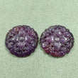 VIOLET SAPPHIRE Gemstone Carving : 43.88cts Natural Untreated Unheated Sapphire Gemstone Hand Carved Round Shape 23mm Pair For Jewelry
