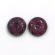 Red RUBY Gemstone Carving : 27.00cts Natural Untreated Unheated Ruby Gemstone Hand Carved Round Shape 15mm*5.5(h) Pair For Earring