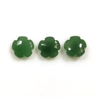 GREEN QUARTZITE Gemstone FLOWER Carving : 7.00ct Natural Untreated Unheated Quartzite Gemstone Round Hand Carved  9mm 3pcs For Jewelry
