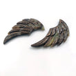 GOLDEN BROWN Chocolate SAPPHIRE Gemstone Carving : 30.50cts Natural Untreated Sapphire Hand Carved Angle Wings 35*17mm Pair For Earring