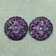 VIOLET SAPPHIRE Gemstone Carving : 43.88cts Natural Untreated Unheated Sapphire Gemstone Hand Carved Round Shape 23mm Pair For Jewelry