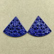 LAPIS LAZULI Gemstone Carving : 54cts Natural Untreated Unheated Blue Lapis Gemstone Hand Carved Triangle Shape 34.5*30.5mm Pair For Jewelry